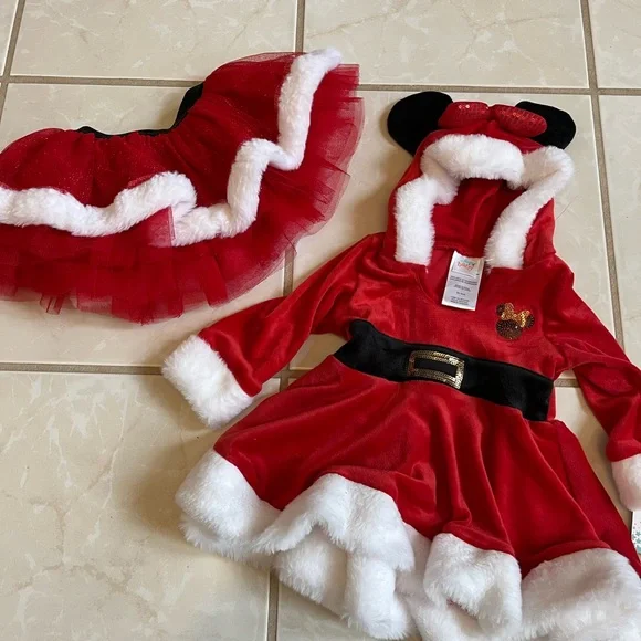 Disney Baby Santa Dress NWT and Christmas Tutu - Picture 1 of 5